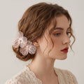 French-style ultra-feminine and three-dimensional hair clip with hollow flowers and pearls hair accessory